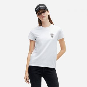 חולצת T קרל לגרפלד לנשים Karl Lagerfeld Ikonik Mini Karl Rs T-Shirt - לבן