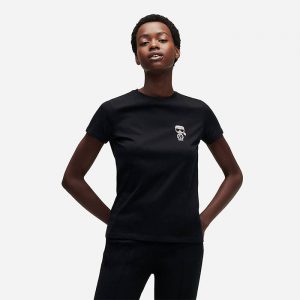 חולצת T קרל לגרפלד לנשים Karl Lagerfeld Ikonik Mini Karl Rs T-Shirt - שחור
