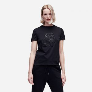 חולצת T קרל לגרפלד לנשים Karl Lagerfeld Profile T-shirt - שחור