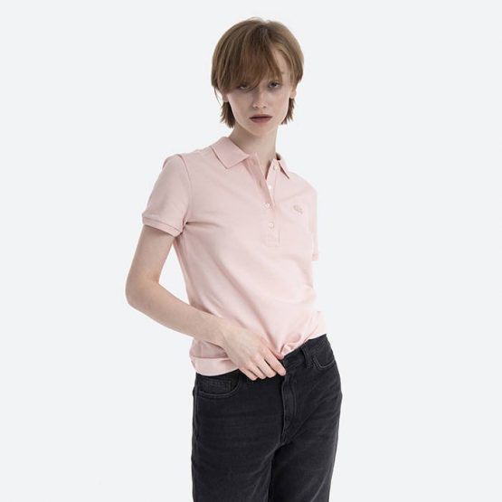 חולצת פולו לקוסט לנשים LACOSTE  Pique Polo Shirt - ורוד