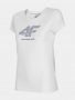 חולצת T פור אף לנשים 4F T-SHIRT DAMSKI - לבן