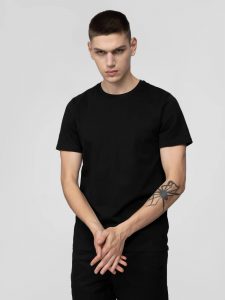 חולצת טי שירט פור אף לגברים 4F REGULAR T-SHIRT  - שחור
