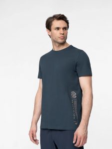 חולצת T פור אף לגברים 4F organic cotton regular T-shirt - כחול כהה