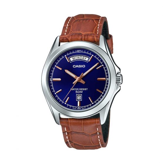 שעון קסיו לגברים CASIO MTP1370L-2A - חוםכחול