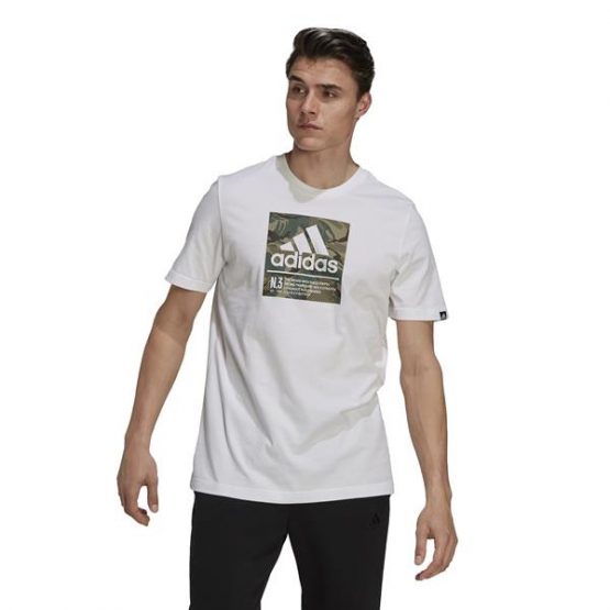 חולצת T אדידס לגברים Adidas CAMO TEE - לבן