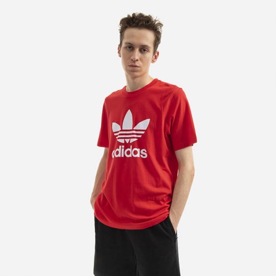 חולצת טי שירט אדידס לגברים Adidas Originals Trefoil - אדום