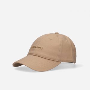 כובע קארהארט לגברים Carhartt WIP Canvas Script Cap - חום