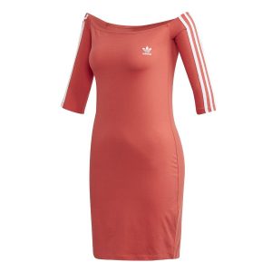 שמלה קצרה אדידס לנשים Adidas Originals SHOULDER DRESS - כתום/אדום