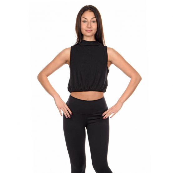 טופ וחולצת קרופ אלו יוגה לנשים Alo Yoga Shirt Alolux Soho Mock Neck Tank Black - שחור