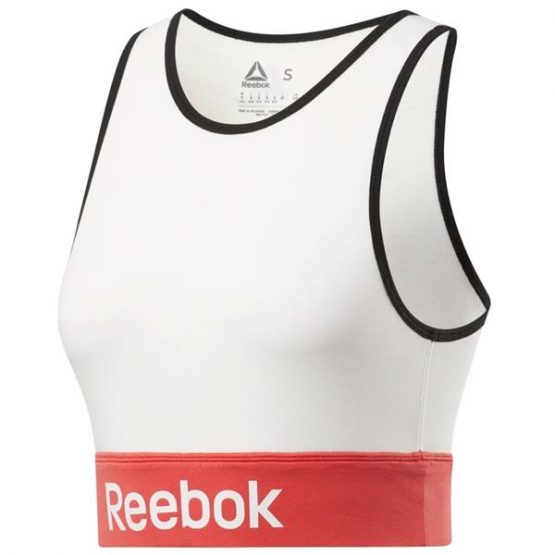 טופ וחולצת קרופ ריבוק לנשים Reebok LINEAR LOGO COTTON - לבן