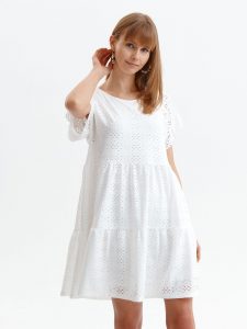 שמלה קצרה טופ סיקרט לנשים TOP SECRET DRESS - לבן