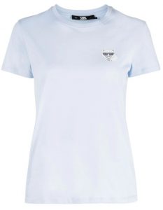 חולצת T קרל לגרפלד לנשים Karl Lagerfeld Ikonik Mini Choupette  - תכלת