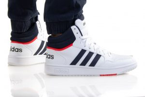 נעלי סניקרס אדידס לגברים Adidas HOOPS 3.0 MID - לבן
