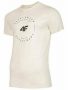 חולצת טי שירט פור אף לגברים 4F MEN'S ORGANIC COTTON REGULAR T-SHIRT - לבן