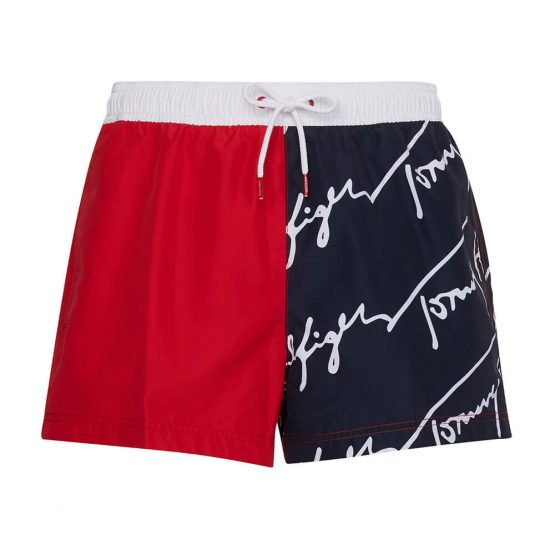 בגד ים טומי הילפיגר לגברים Tommy Hilfiger Signature Logo - שחור/אדום