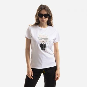 חולצת T קרל לגרפלד לנשים Karl Lagerfeld Ikonik  - לבן