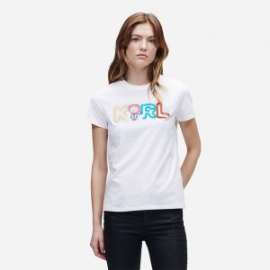 חולצת T קרל לגרפלד לנשים Karl Lagerfeld Jelly Mini Karl Logo T-Shirt - לבן