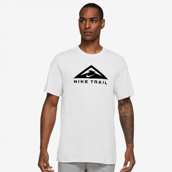 חולצת T נייק לגברים Nike Trail Dri-Fit T-shirt - לבן/שחור