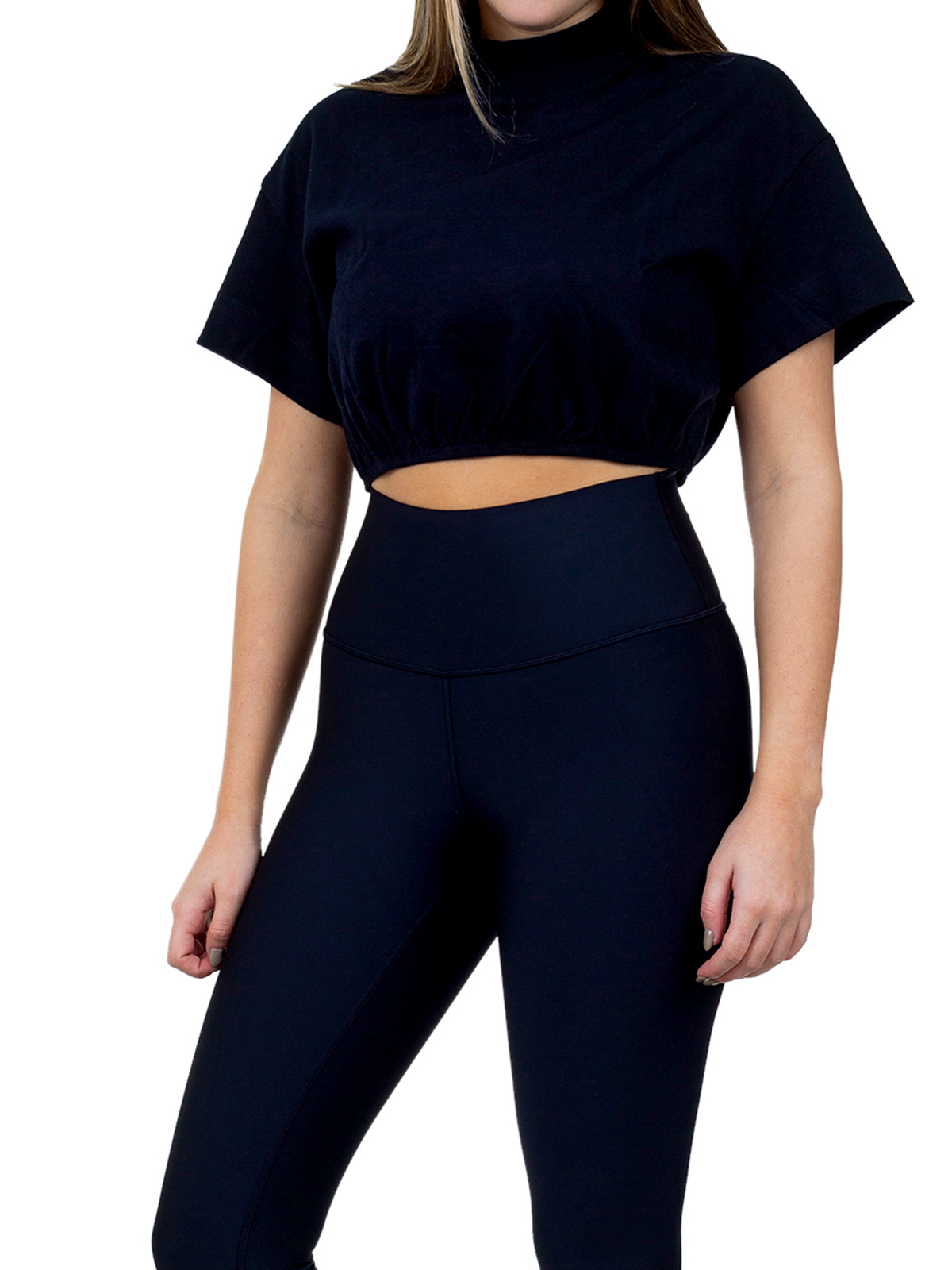 aloyoga Kick It Crop Tee　Black XS חולצת טי שירט אלו יוגה לנשים, Alo Yoga Kick It Crop Tee