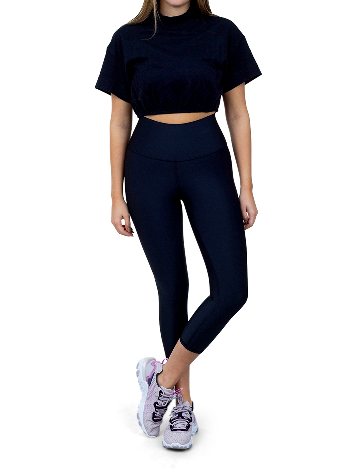 aloyoga Kick It Crop Tee　Black XS aloyoga Kick It Crop Tee Black XS