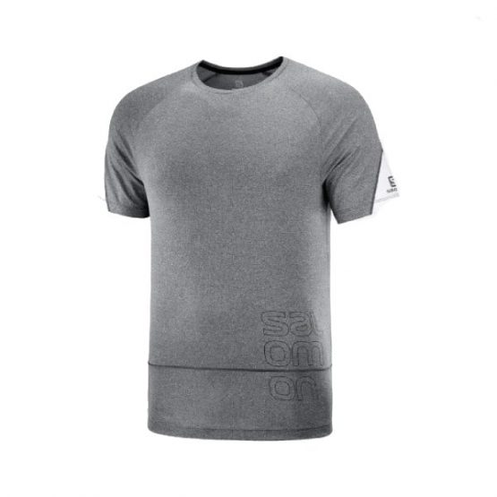 חולצת אימון סלומון לגברים Salomon Cross Run Graphic Tee - אפור