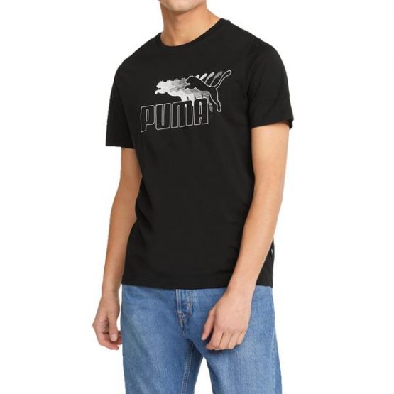 חולצת טי שירט פומה לגברים PUMA Logo Graphic Tee - שחור
