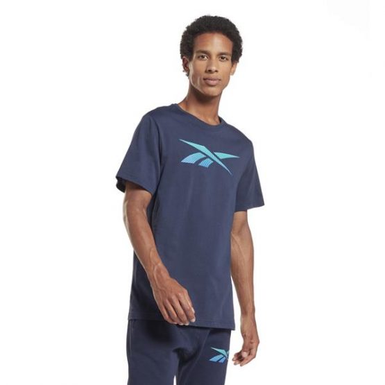חולצת טי שירט ריבוק לגברים Reebok RI Logo Tee VECNAV - כחול