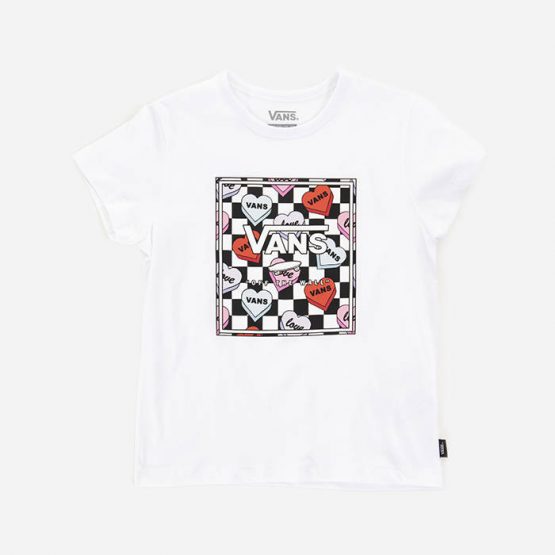 חולצת T ואנס לנשים Vans Box Candy Hearts - לבן הדפס