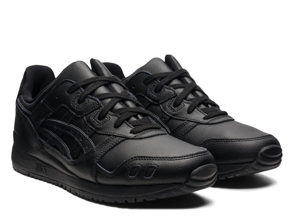 mens black leather asics