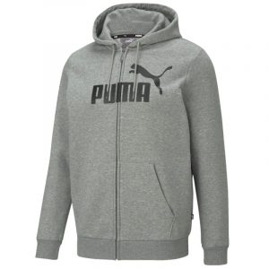 סווטשירט פומה לגברים PUMA Big Logo Full-Zipe - אפור