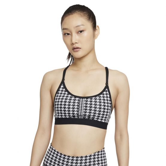 טופ וחולצת קרופ נייק לנשים Nike Dri-FIT Indy Icon Clash Czarno-Biay - שחור/לבן