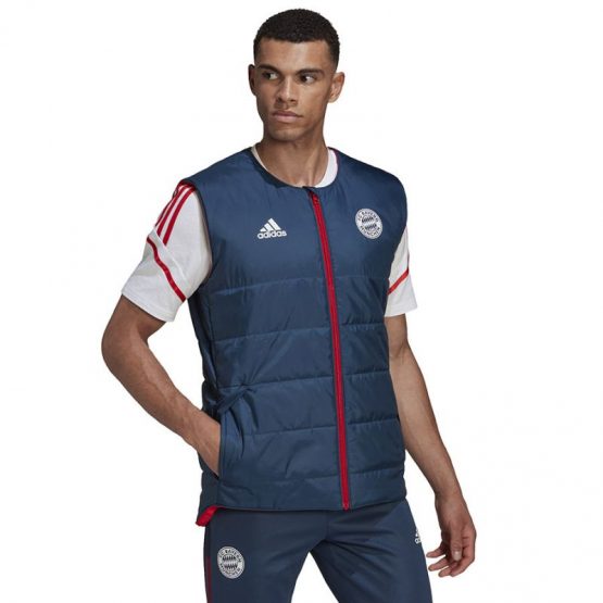 ג'קט ומעיל אדידס לגברים Adidas Bayern Pad - כחול/אדום