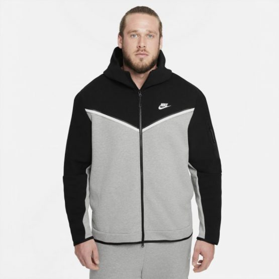 ג'קט ומעיל נייק לגברים Nike Sportswear Tech Fleece - שחור/אפור