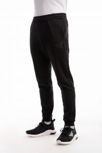 מכנסיים ארוכים ארמאני לגברים EA7 Emporio Armani logo-print track pants - שחור