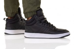 נעלי סניקרס אדידס לגברים Adidas  Hoops 3.0 Mid - אפור כהה