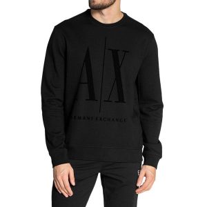סווטשירט ארמאני לגברים EA7 Emporio Armani FELPA - שחור הדפס