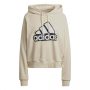 סווטשירט אדידס לנשים Adidas Outlined Logo Hoodie - בז'
