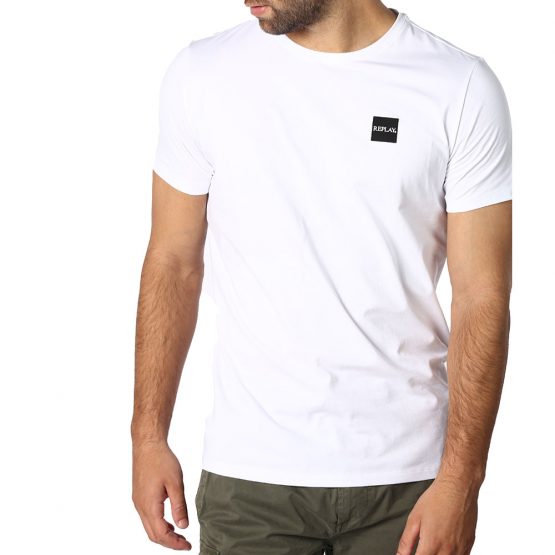חולצת טי שירט ריפליי לגברים REPLAY T-shirt with logo - לבן