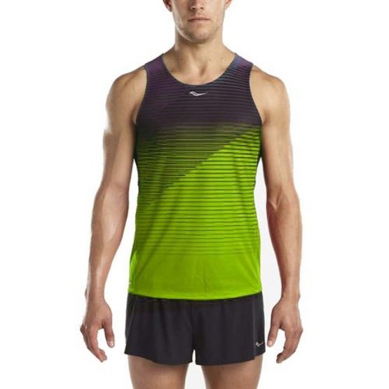 גופיה קצרה סאקוני לגברים Saucony HYDRALITE - שחור/ירוק