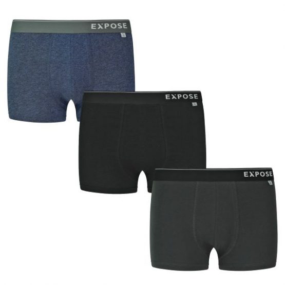 תחתוני EXPOSE לגברים EXPOSE triple boxers 3pcs - שחור/כחול