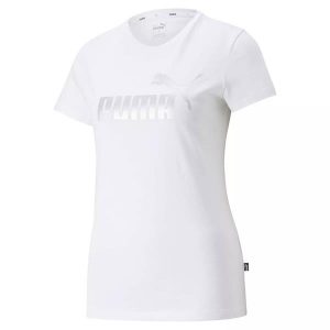 חולצת טי שירט פומה לנשים PUMA Metallic Logo Tee - לבן
