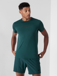 חולצת אימון פור אף לגברים 4F T-SHIRT WITH LOGO - ירוק בקבוק