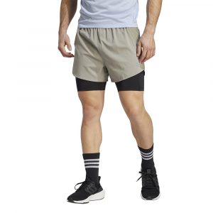 מכנס ספורט אדידס לגברים Adidas Designed For Running 2 In 1 - חאקי