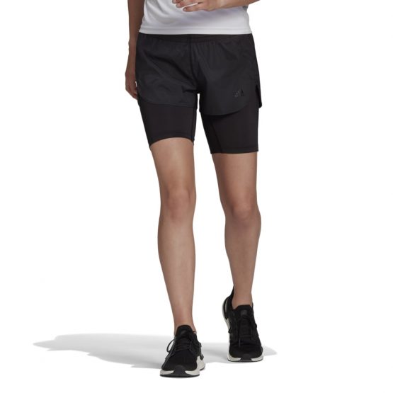 מכנס ספורט אדידס לנשים Adidas Run Fast Two-In-One Shorts - שחור