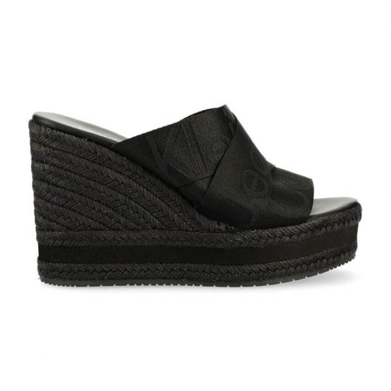 נעלי עקב גבוהות קלווין קליין לנשים Calvin Klein Wedge Sandal Webbing - שחור