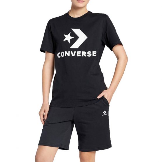 חולצת טי שירט קונברס לנשים Converse Brand Logo - שחור