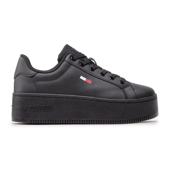 נעלי סניקרס טומי הילפיגר לנשים Tommy Hilfiger Essentials Embossed Logo Flatform - שחור