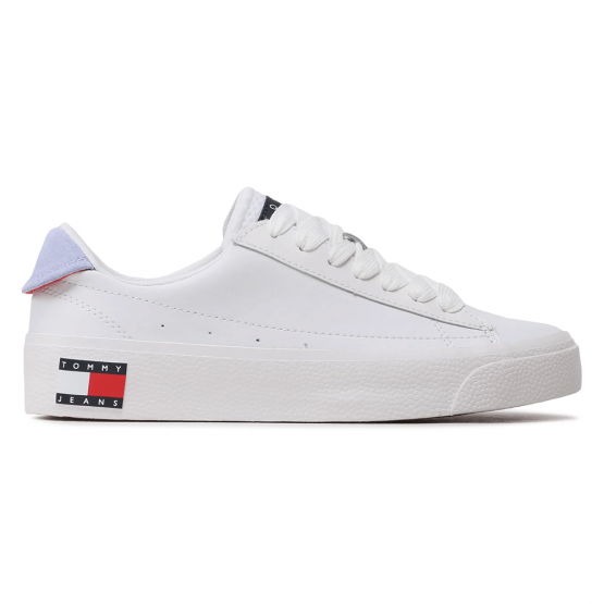 נעלי סניקרס טומי הילפיגר לנשים Tommy Hilfiger Leather Flatform Trainers - לבן