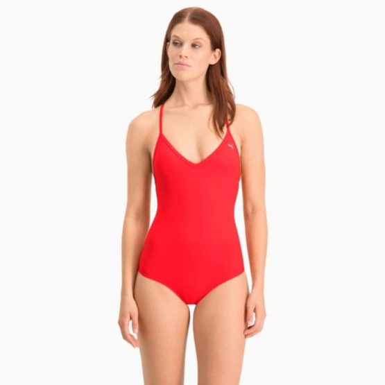 בגד ים פומה לנשים PUMA Swim V-Neck - אדום