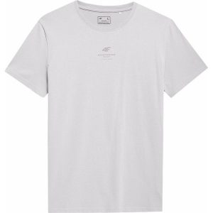 חולצת טי שירט פור אף לגברים 4F TEE WITH LOGO - אפור בהיר